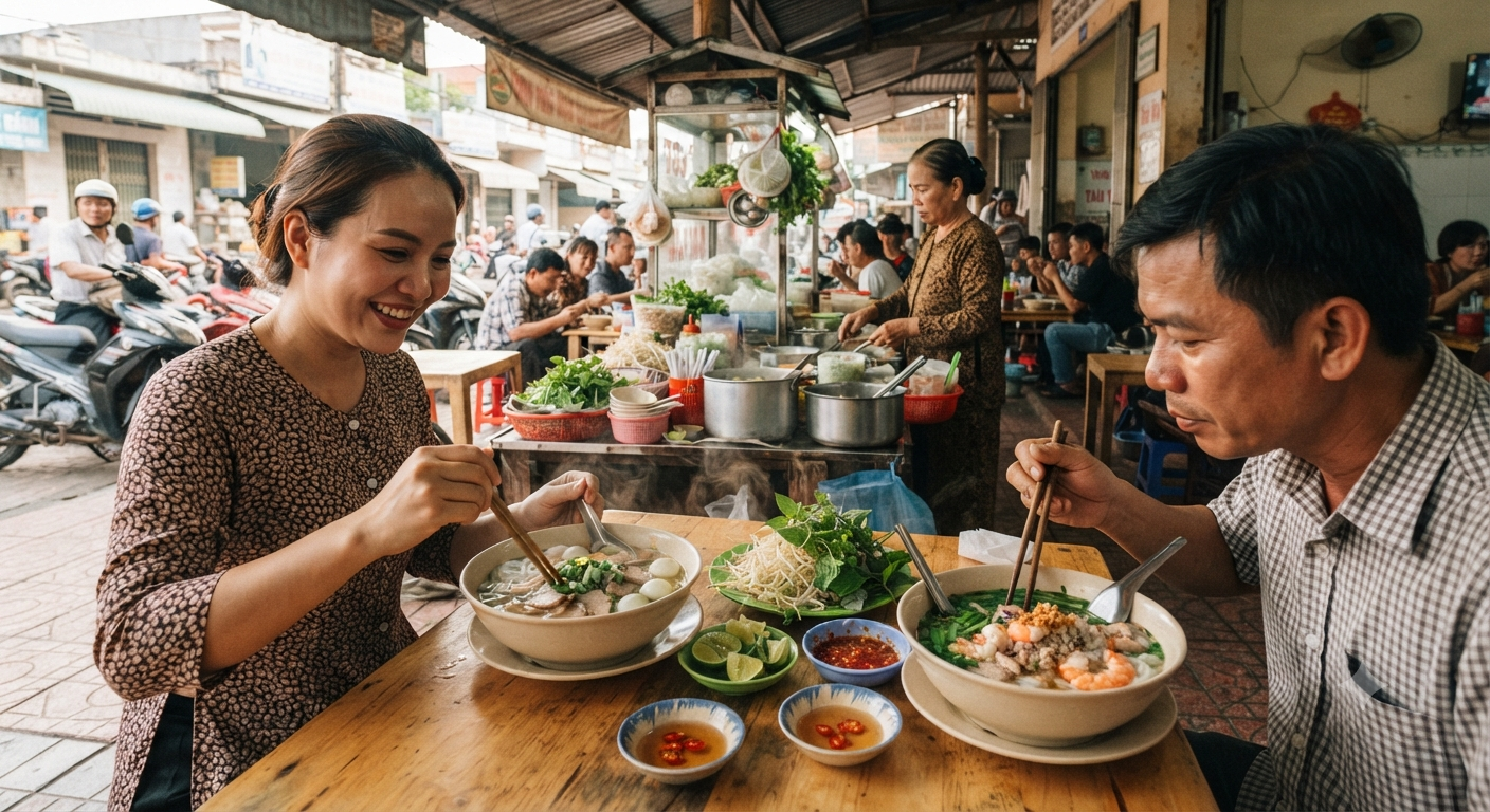 Trải nghiệm hương vị bánh canh và hủ tiếu tại Kim Huệ